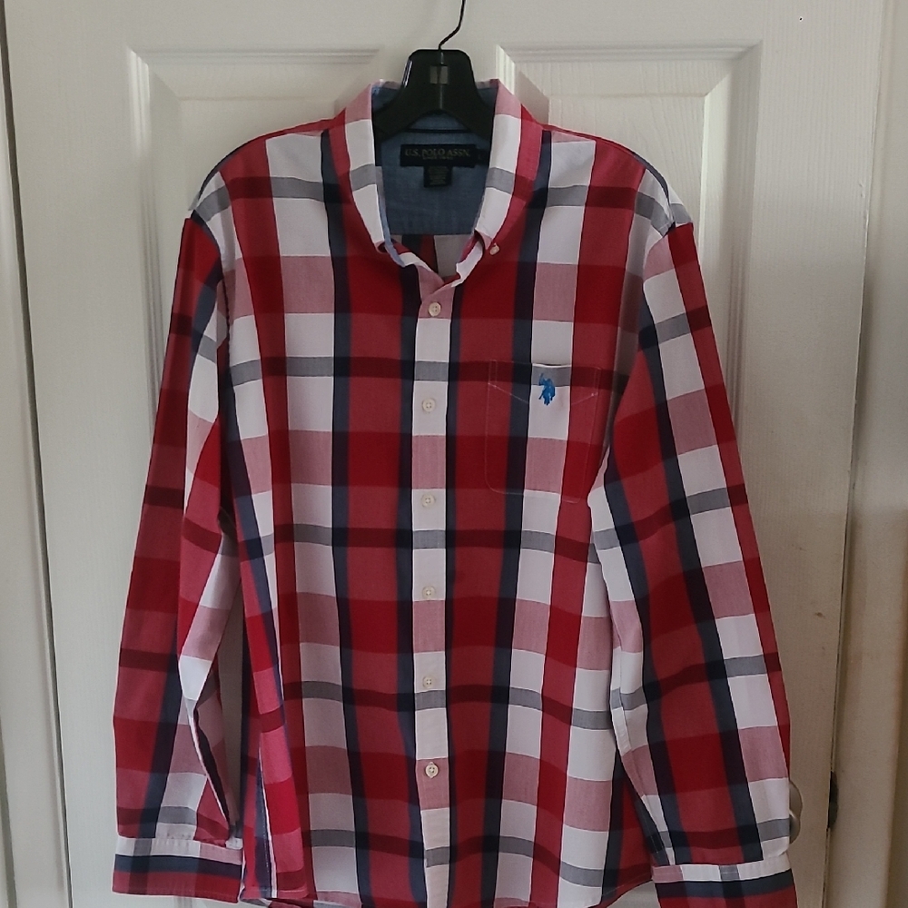 U.S. Polo Assn. Red and White Plaid Men's Shirt